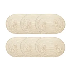 uxcell 6個 オーバル ブレイデッド プレイスマ ット 20インチ 非スリップ オーバル テーブルマ ット ダイニングテーブル用 洗える 保温 編み込みプレイスマ ット 室内外 ファミリーホリデーディナー用 イエロー