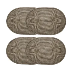 uxcell 4個 オーバル ブレイデッド プレイスマ ット 20インチ ノンスリップ オーバル テーブルマ ット ダイニングテーブル用 洗える 保温 編み込みプレイスマ ット インドア アウトドア ファミリーホリデーディナー用 ブ ラウン