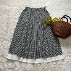 新品 チェックスカート ギンガムチェック コットン ブラック M