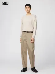 UNIQLO U ワイドフィット チノパンツ 35 ブラウン (82サイズ)