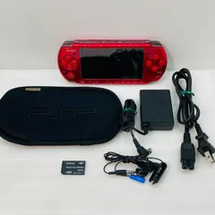 【動作確認済み】【新品バッテリー付】PSP本体 [ラディアント・レッド] PSP-3000 メモリーカード付／ポーチ付／イヤホン付／ACアダプター付 BK7