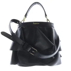レペット Repetto 2way フリル クロスボディ ショルダーバッグ ハンドバッグ レザー 黒 ブラック /SR39のサムネイル