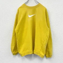 古着 used　90s　NIKE　ナイキ　スウェット/トレーナー　デカロゴ　スウッシュ　ヴィンテージ　黄色　イエロー　Mサイズ