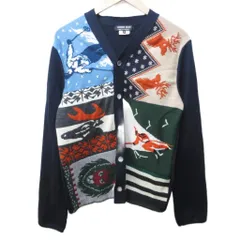 コムデギャルソンオムドゥ COMME des GARCONS HOMME DEUX AD2012 ニット カーディガン ノルディック柄 総柄 ウール 切替 M ネイビー マルチカラー 系 DJ-N004 1115のサムネイル