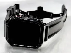 ブラック★アップルウォッチバンド メッキ加工TPUケース Apple Watchラバーベルト 保護カバー  厚シリコン 38 40 41 42 44 45 46 49mm ultra ウルトラ ★全シリーズ 全サイズ対応★ メンズ レディース スポーツ