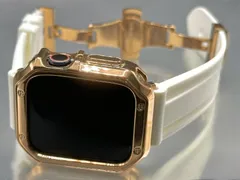 ホワイトローズゴールド★アップルウォッチバンド メッキ加工TPUケース Apple Watchラバーベルト 保護カバー  厚シリコン 38 40 41 42 44 45 46 49mm ultra ウルトラ ★全シリーズ 全サイズ対応★ メンズ レディース ス