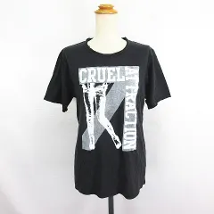 タケオキクチ TAKEO KIKUCHI Tシャツ カットソー 半袖 クルーネック ダメージ加工 プリント コットン 2 ダークグレー ※EKMのサムネイル