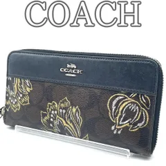 【レア】コーチ 長財布 シグネチャー フローラル 花柄 ラウンドファスナー ブラック ブラウン PVC レザー 大容量 多収納 カード豊富 上品 エレガント 普段使い 旅行 ギフトにも 最旬デザイン COACH  Wallet