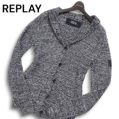 REPLAY リプレイ 通年 ロゴタグ★ コットン ニット ショールカラー カーディガン 羽織り Sz.S メンズのサムネイル