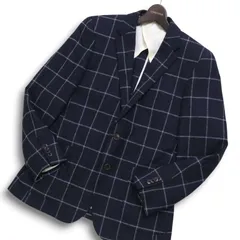 Club H.L クラブエイチエル ウール★ ウィンドウペン チェック テーラード ジャケット ブレザー Sz.M メンズ 紺 ネイビー