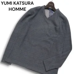 【新品 未使用】 YUMI KATSURA HOMME ユミカツラ オム 秋冬 ニット★ ワッフル 長袖 カットソー ロンTシャツ Sz.M メンズ 灰