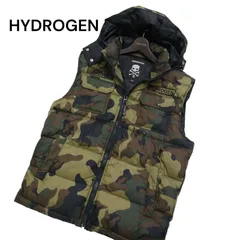国内正規★ HYDROGEN ハイドロゲン 秋冬 迷彩 カモフラ柄★ ロゴ刺繍 フーディー ミリタリー ダウン ベスト Sz.M メンズ