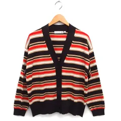 ユニクロ UNIQLO マルニ MARNI ボーダー カーディガン ニット リブ オーバーサイズ ハイゲージ 長袖 M 赤 レッド ベージュ /NT35