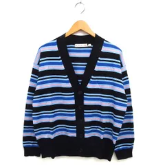 ユニクロ UNIQLO マルニ MARNI ボーダー カーディガン ニット オーバーサイズ ハイゲージ リブ 長袖 M 青 ブルー /NT34