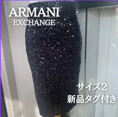 新品タグ付き 未使用品 ARMANI EXCHANGE アルマーニエクスチェンジ スパンコール スカート サイズ2 黒 タイトスカート ミニスカート 後ろスリット