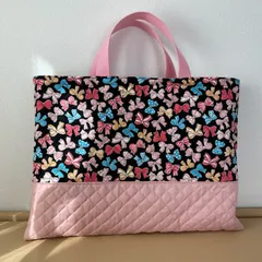 入園入学　ハンドメイド　レッスンバッグ　通園バック　リボン　キルティング