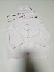 モンベベ 赤ちゃん ピンク色 カーディガン 帽子 セット