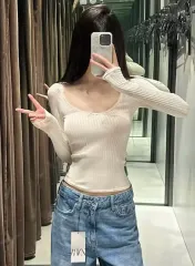 ZARA ザラ レース リボン シームレス Tシャツ ZARA レース Tシャツ アイボリー