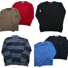 古着卸 まとめ売り トミーヒルフィガー セーター 6枚セット (メンズ 2XL ) ハーフジップ ボーダー ニット プルオーバー 中古 古着 NC8138