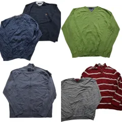 古着卸 まとめ売り トミーヒルフィガー セーター 6枚セット (メンズ 2XL ) フルジップ タートルネック ニット Ｖネック 中古 古着 NC8137