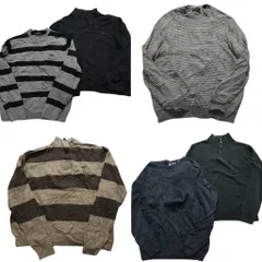 古着卸 まとめ売り チャップス CHAPS セーター 6枚セット (メンズ L ) ボーダー ハーフジップ ワンポイント ニット 中古 古着 NC8124