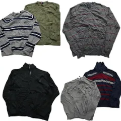 古着卸 まとめ売り チャップス CHAPS セーター 6枚セット (メンズ L ) ショールカラー ハーフジップ ボーダー ニット 中古 古着 NC8123