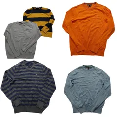 古着卸 まとめ売り トミーヒルフィガー セーター 5枚セット (メンズ S ) プルオーバー Ｖネック ボーダー ニット 中古 古着 NC8162