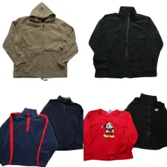 古着卸 まとめ売り フリース MIX 6枚セット (メンズ 2XL /3XL ) ミッキー キャラクター ハーフジップ フーディー 中古 古着 NC8378