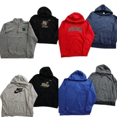 古着卸 まとめ売り ナイキ NIKE スウェット 8枚セット (メンズ L /XL ) チームロゴ フルジップ フーディー サーマフィット 中古古着 NC8439