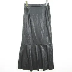 ローリーズファーム LOWRYS FARM フェイク レザー マーメイドスカート ロング丈 M ブラック kz12619