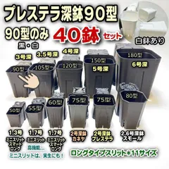 プレステラ深鉢90型(3号相当)- 黒/白/混色を選べる40鉢セット(硬質スリットポット・スリット鉢・ロングタイプ)＊多肉植物・塊根植物コーデックス・アガベ・サボテン・盆栽・観葉・ハオルチア・アデニウム・パキポディウム＊グラキリス・実生＠フラワーショップ江口