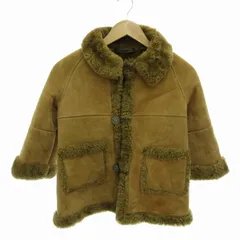 ニュージーランド製 ムートンコート ジャケット ボア スエード 銀釦 6 茶 ブラウン /FT