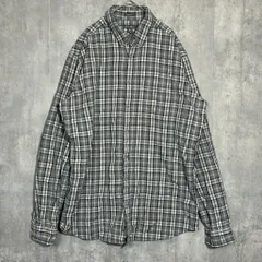 エディバウアー　シャツ　グレー　チェック　長袖　メンズ　チェックシャツ　ホワイト　ブラック　ラージサイズ