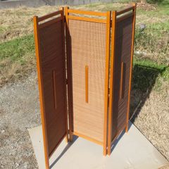 訳あり 間仕切り 衝立 パーテーション ドット柄編み 天然竹 メープル