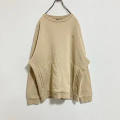 【バックロゴ】adidas アディダス　ゆるだぼ　スリーストライプス　スウェットトレーナー　ベージュ　XL