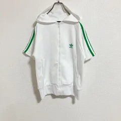 【ロゴ刺繍】アディダスオリジナルス　フルジップパーカー　半袖　白　レディースM