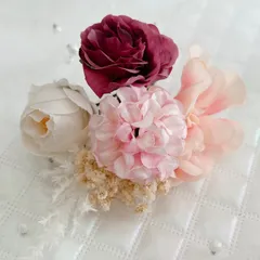 髪飾りセット　造花　ピンク