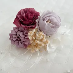 髪飾りセット　造花　パープル