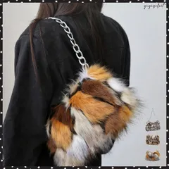  ファーチェーンバッグミニトートバッグ秋冬 ボリュームフェイクファー チェーン肩掛けバッグ レディース おしゃれ手提げカバン レオパード柄 ふわふわ鞄 ハンドバッグ エコファー バッグ 2WAY ヒョウ柄 モコモコバッグ軽量