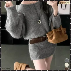  ミニニットワンピースウエストマーク韓国風 ベルト付きリブワンピース レディース タイトシャギーミニワンピース チュニックワンピ秋冬長袖 オフショルダーワンピ着やせ セクシーワンピ短丈 大人可愛い ワンピ おしゃれフェミニン