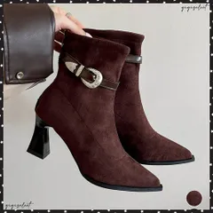  ポインテッドトゥ ブーツ ショートブーツ レディース ブーティー 裏微起毛 チャンキーヒール 秋冬 太ヒール フェミニン オフィスカジュアル 歩きやすい おしゃれ 大人きれいめブーツ 暖かい ブーツ通勤 痛くない人気ブーツ