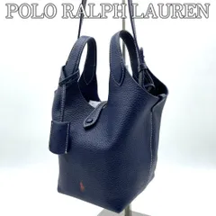 【人気レア】ポロラルフローレン 2way レザー トートバッグ ネイビー 紺 肩掛け 斜め掛け ショルダーストラップ付 自立型 収納力 高見え 上品 シンプル 普段使い 通勤 きれいめ ポロプレイ ロゴ入り プレゼント  POLO RALPH LAUREN