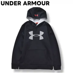 【美品】 アンダーアーマー UNDER ARMOUR メッシュ ロゴ デザイン パーカー スウェット トレーナー フーディー ジャージ 裏起毛 STORM1 MD ブラックxグレー スポーツ ウェア タウンユース メンズ