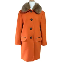 Shallish シャリッシュ ファー付きウールコート グレーフォックス 9号 オレンジ 上品カラーコート
