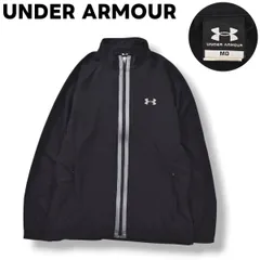 【美品】 アンダーアーマー UNDER ARMOUR ストレッチ トラック ジャケット ジャージ ラグランスリーブ ジップアップ ロゴ プリント MD ブラック スポーツ ウェア タウンユース レジャー メンズ