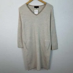 UNTITLED アンタイトル ニットワンピース 総柄 Vネック ベージュ 2サイズ レディース 古着 レトロ モード
