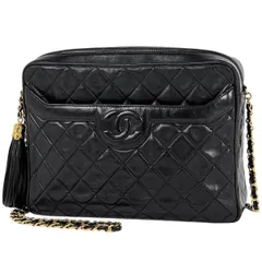 シャネル CHANEL ココマーク フリンジ チェーン ショルダーバッグ マトラッセ タッセル ショルダーバッグ レザー ブラック 【中古】