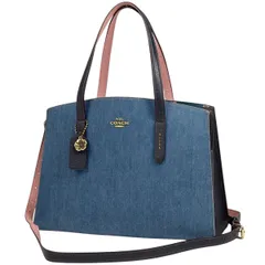 コーチ COACH ロゴ トートバッグ 2WAY ショルダーバッグ 花柄 ハンドバッグ デニム ブルー 28898 レディース 【中古】