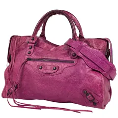 バレンシアガ BALENCIAGA ザ シティ 2WAY ショルダーバッグ ハンドバッグ レザー ピンク 115748 レディース 【中古】