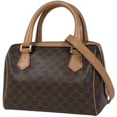 セリーヌ CELINE マカダム柄 ミニ ハンドバッグ 2WAY ショルダーバッグ ハンドバッグ コーティングキャンバス ブラウン レディース 【中古】